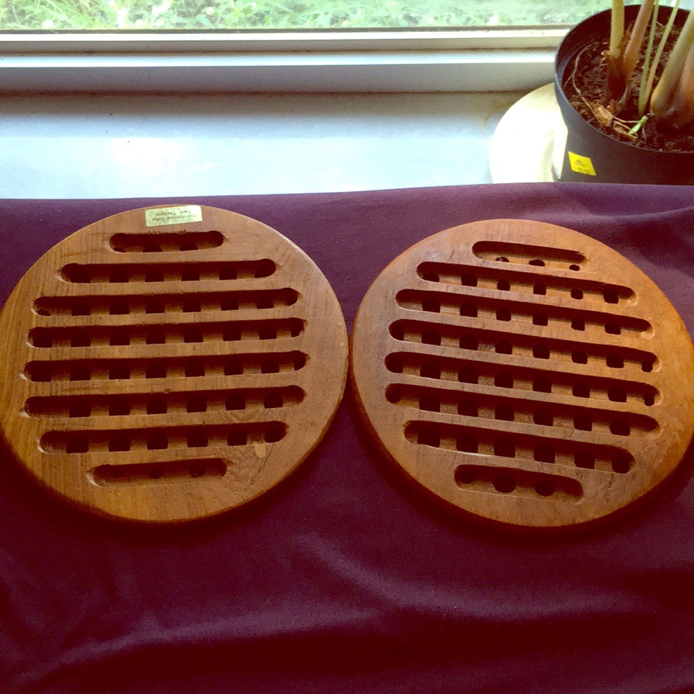 Teal wood trivets